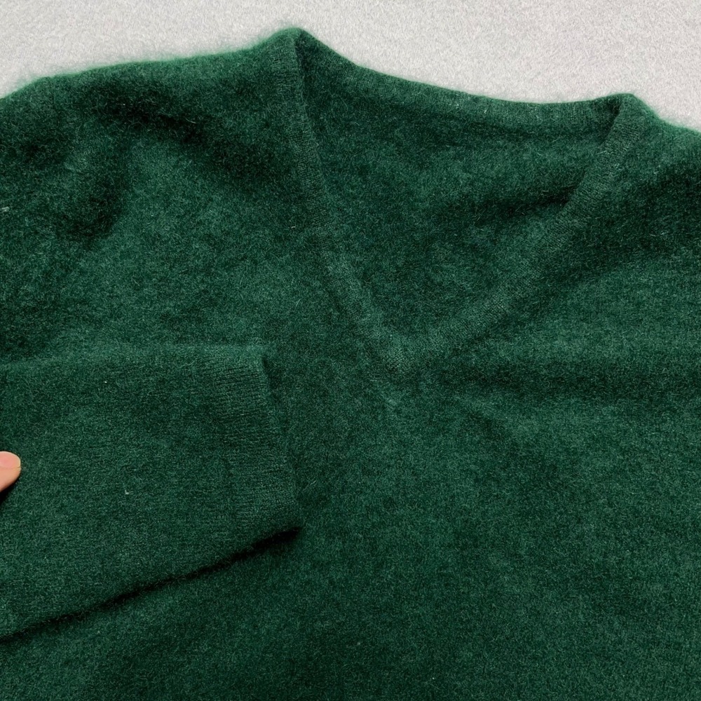Womens XS Petite Cashmere Sweater V Neck Forest Green‎ Cropped Soft Knit